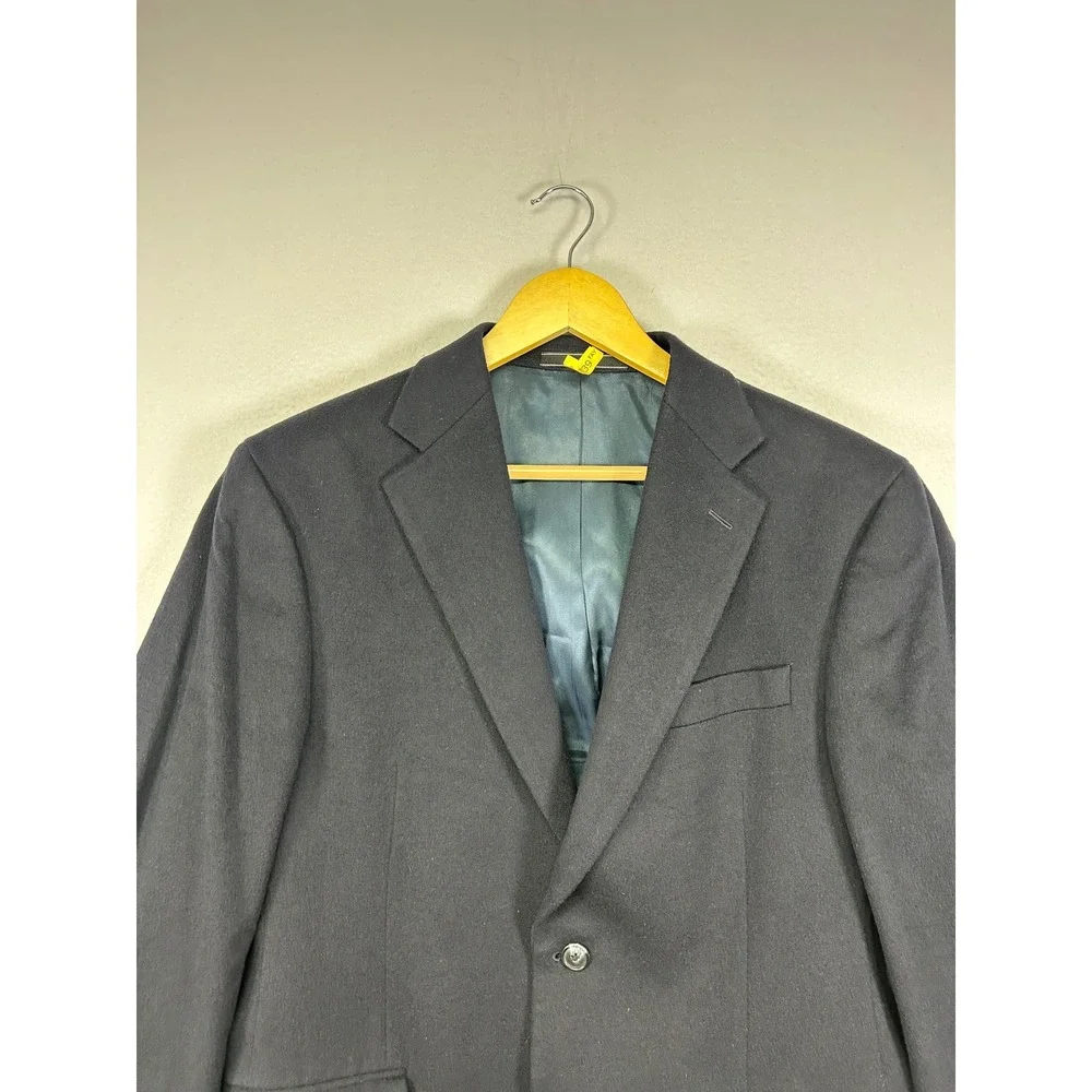 Quiet Luxury Arnold Brant Men 40R Navy Blue 100% Cashmere 2 Button Blazer Jacket